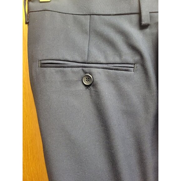 Mens Navy Blue Classic 2-Button Suit Polyester & Rayon Unhemmed Pants 42R * 34 - Picture 16 of 16